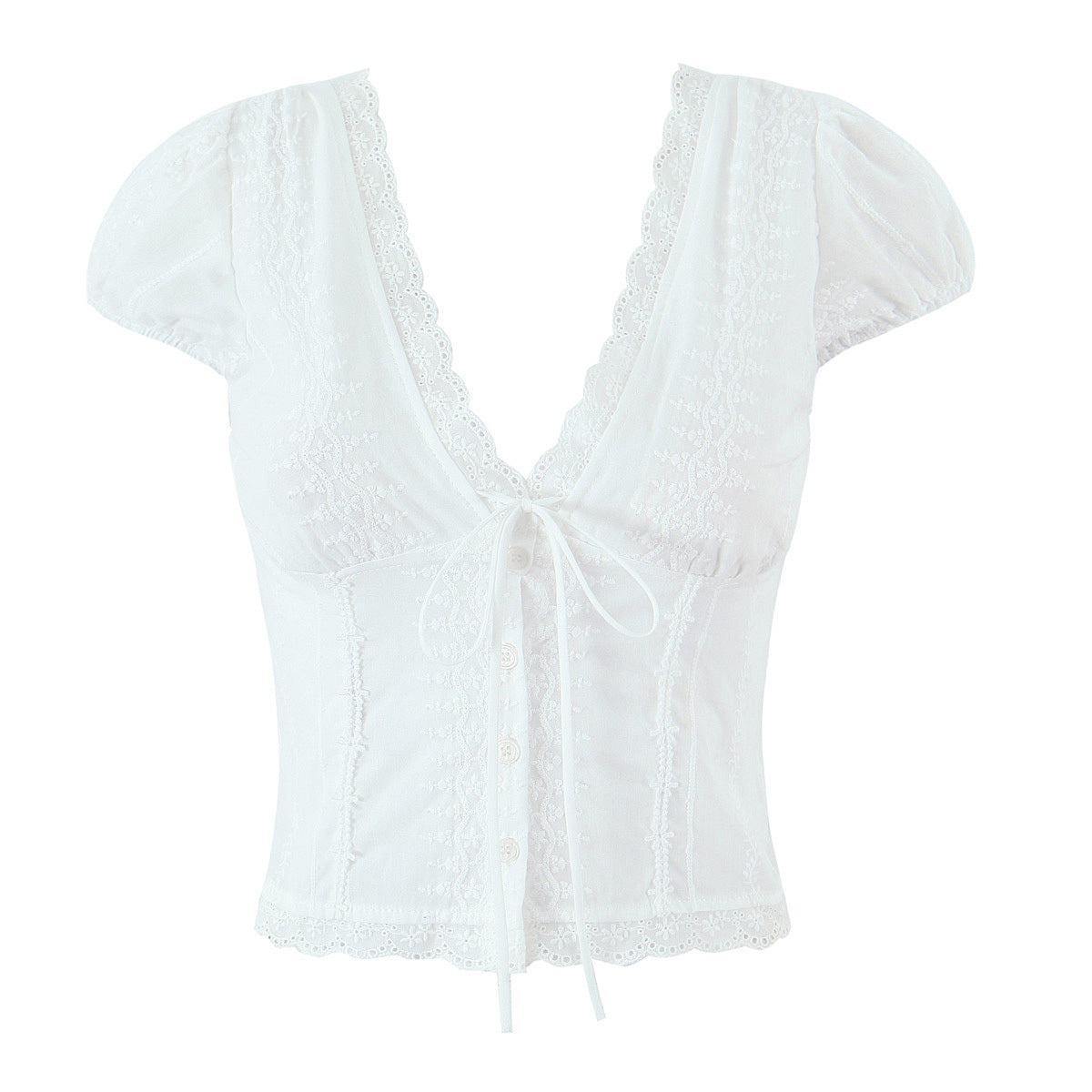 Fashion lace V-neck chest lace up top for women