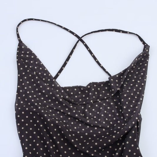 Women's cross European and American style backless polka dot suspender dress